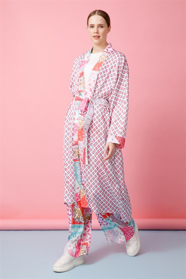Ghisa Desenli Kimono Takım FUŞYA