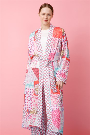 Ghisa Desenli Kimono Takım KARIŞIK DESENLİ ORANJ