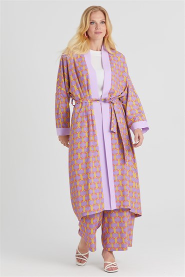 Ghisa Desenli Kimono Takım MOR DESENLİ