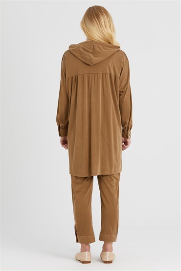Ghisa Kapşonlu Tunik Pantolon Takımı CAMEL